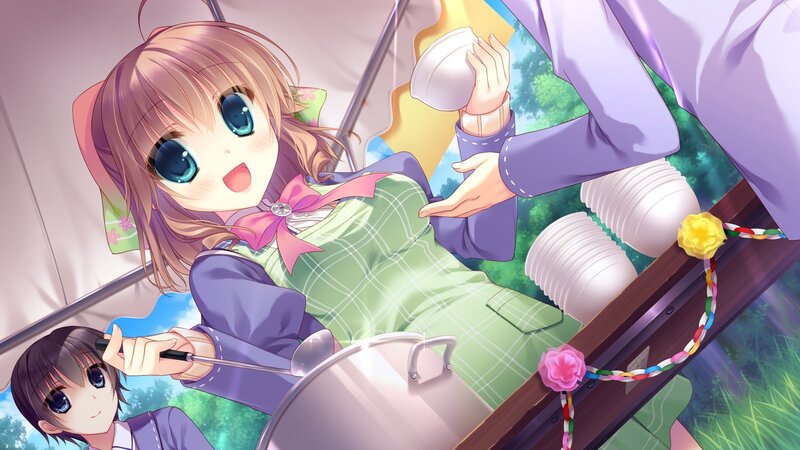 Anime girls cooking outdoors