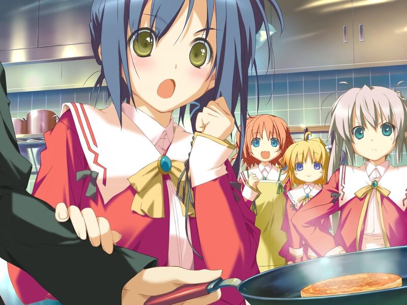 anime girls cooking pancakes