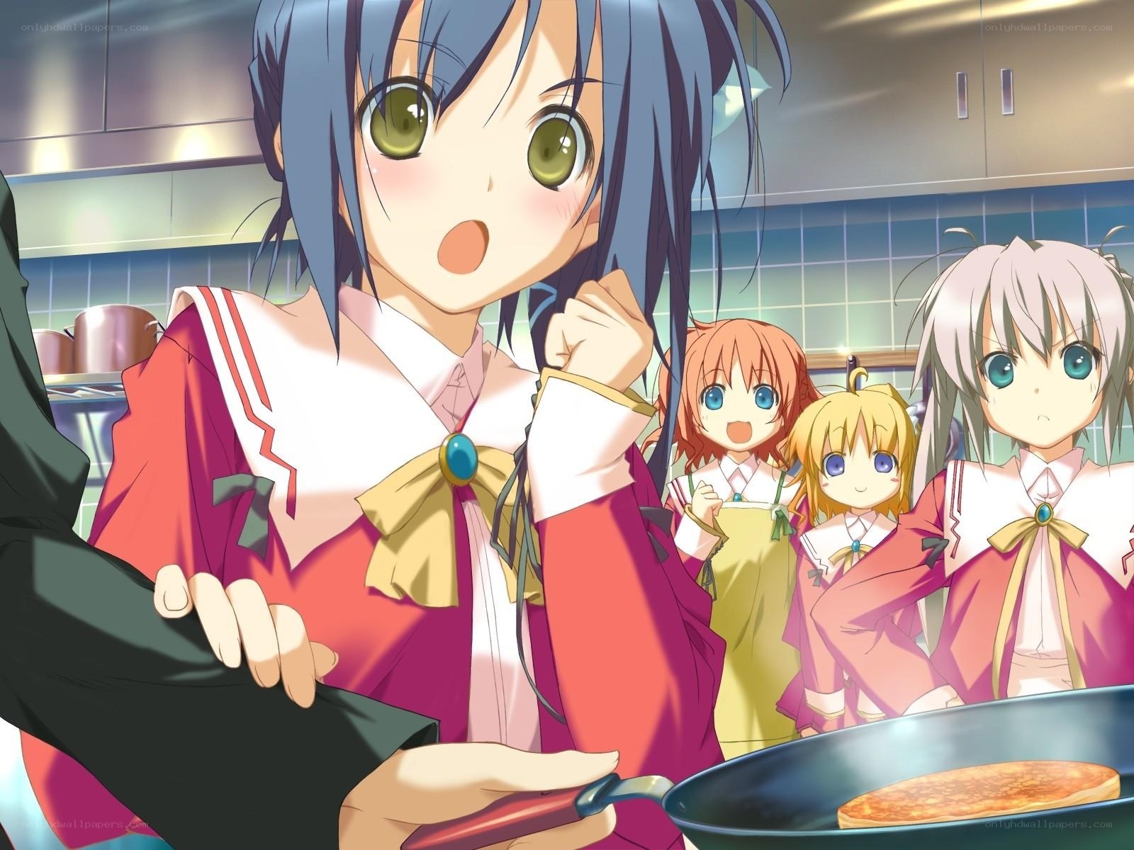 anime girls cooking pancakes