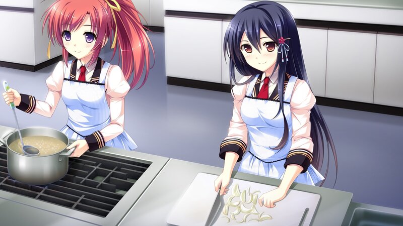 anime girls cooking together