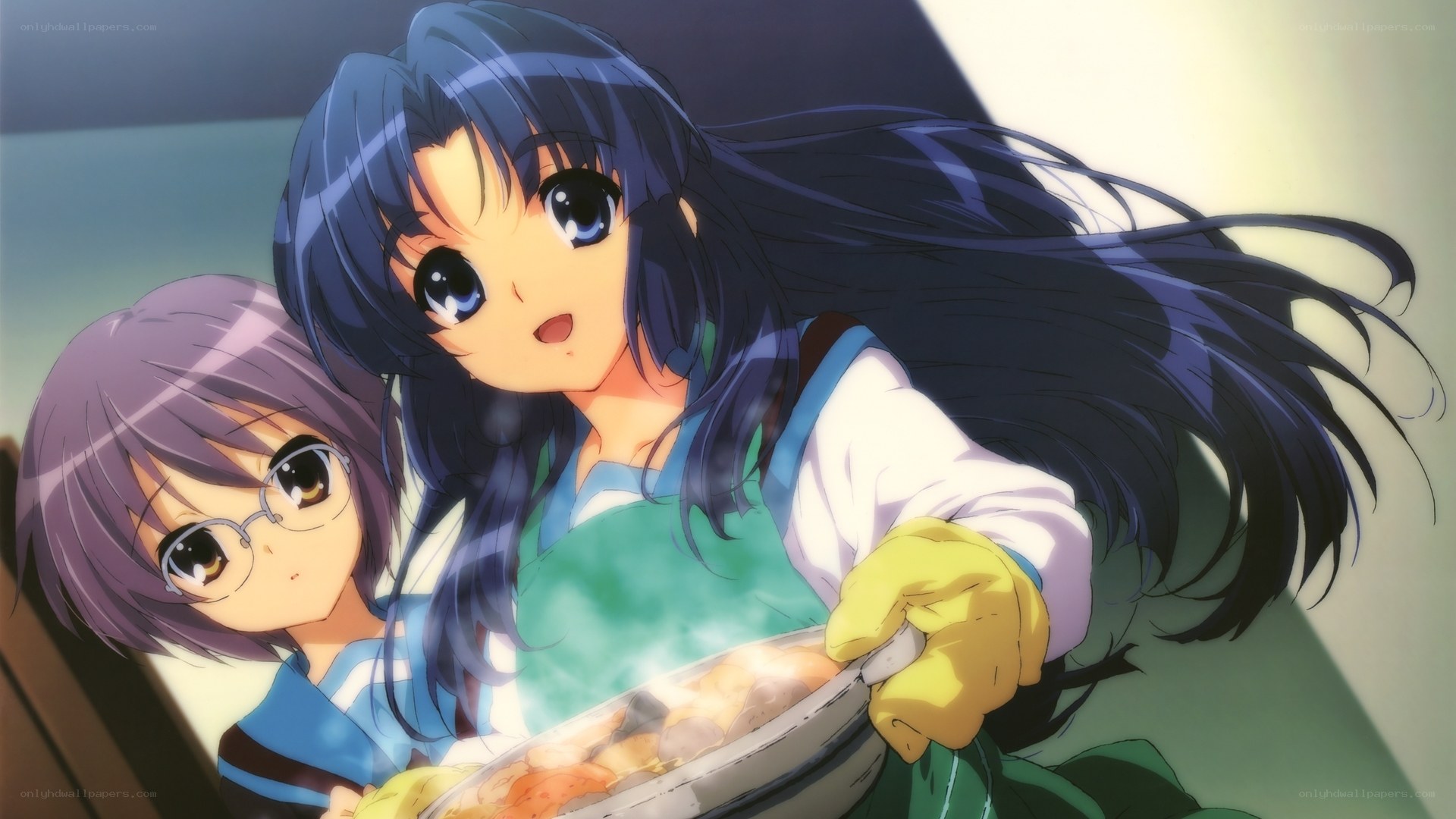 Anime girls cooking together