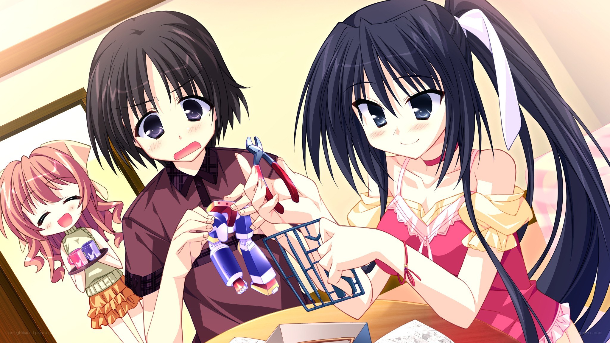 Anime girls crafting together