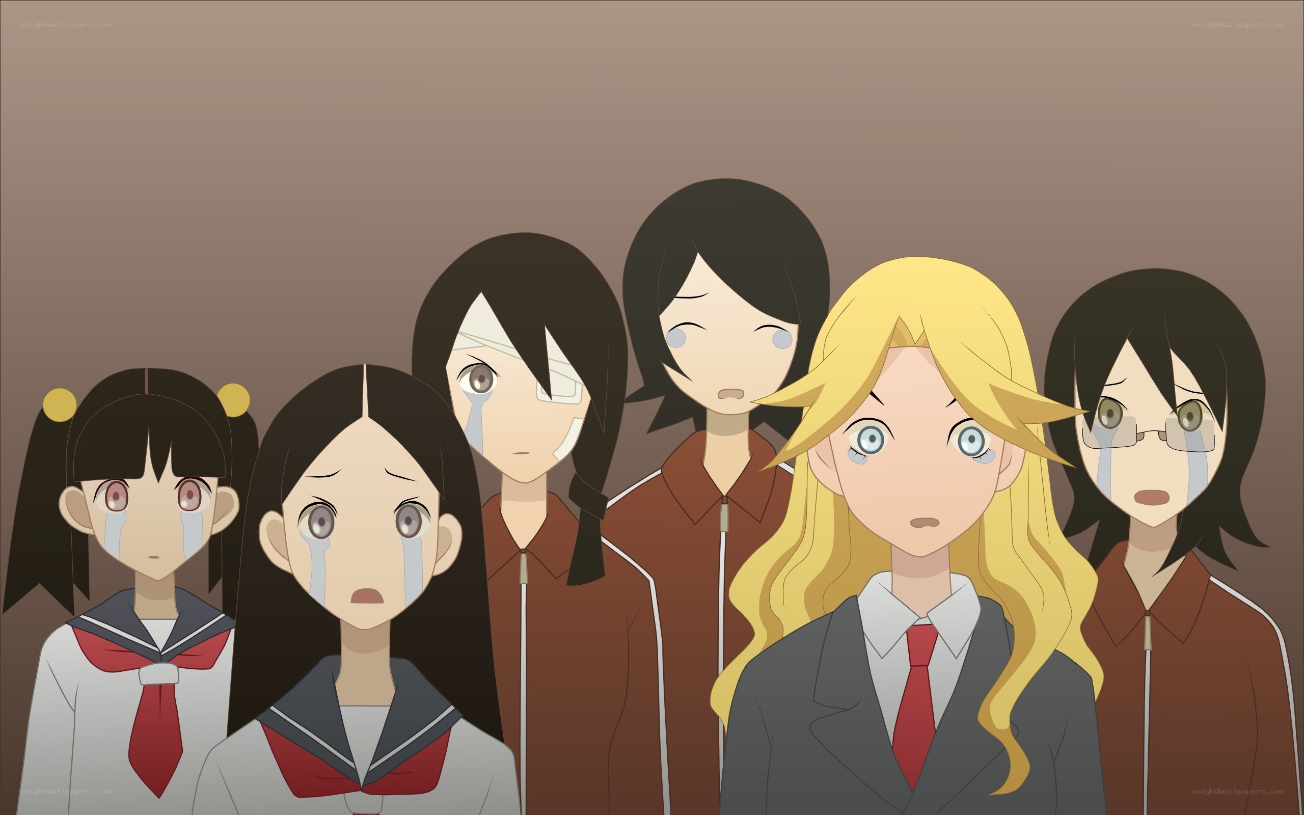 anime girls crying together