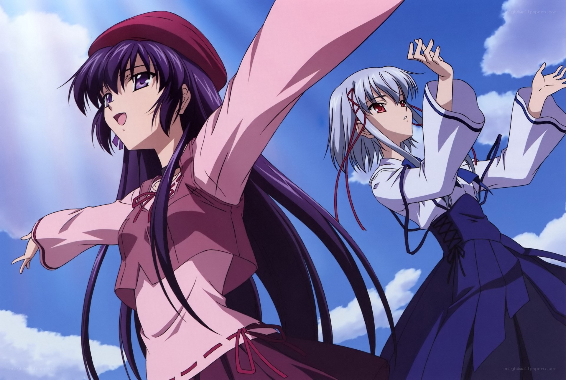 anime girls dancing in sky