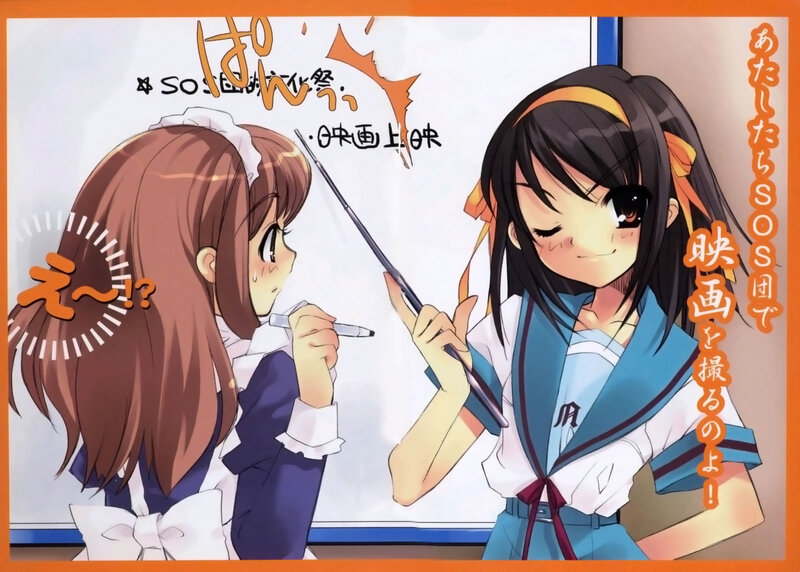 Anime girls discussing film project
