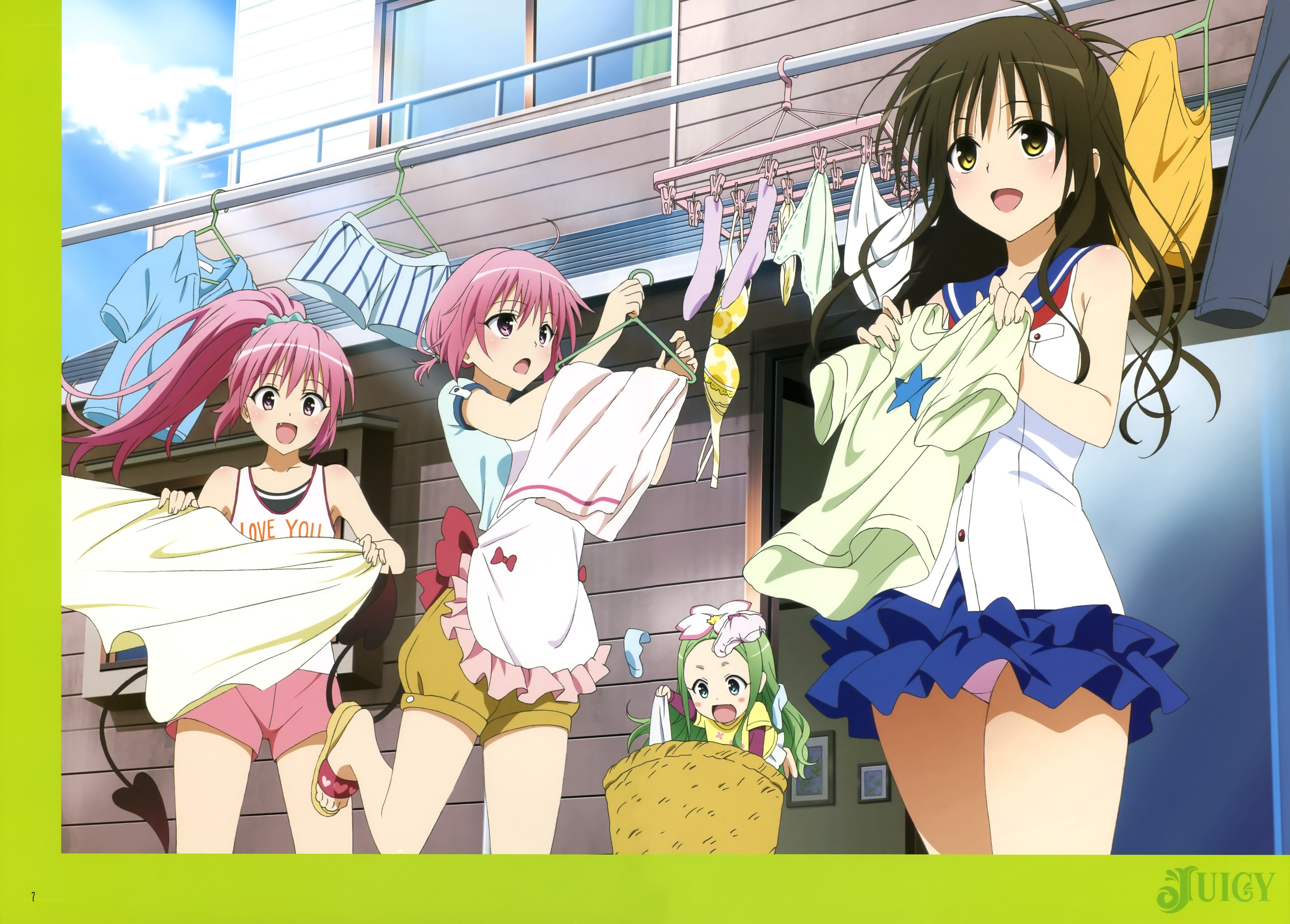 anime girls doing laundry