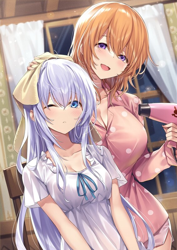Anime Girls Drying Hair