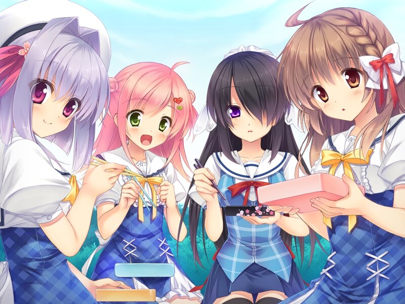 anime girls eating bento