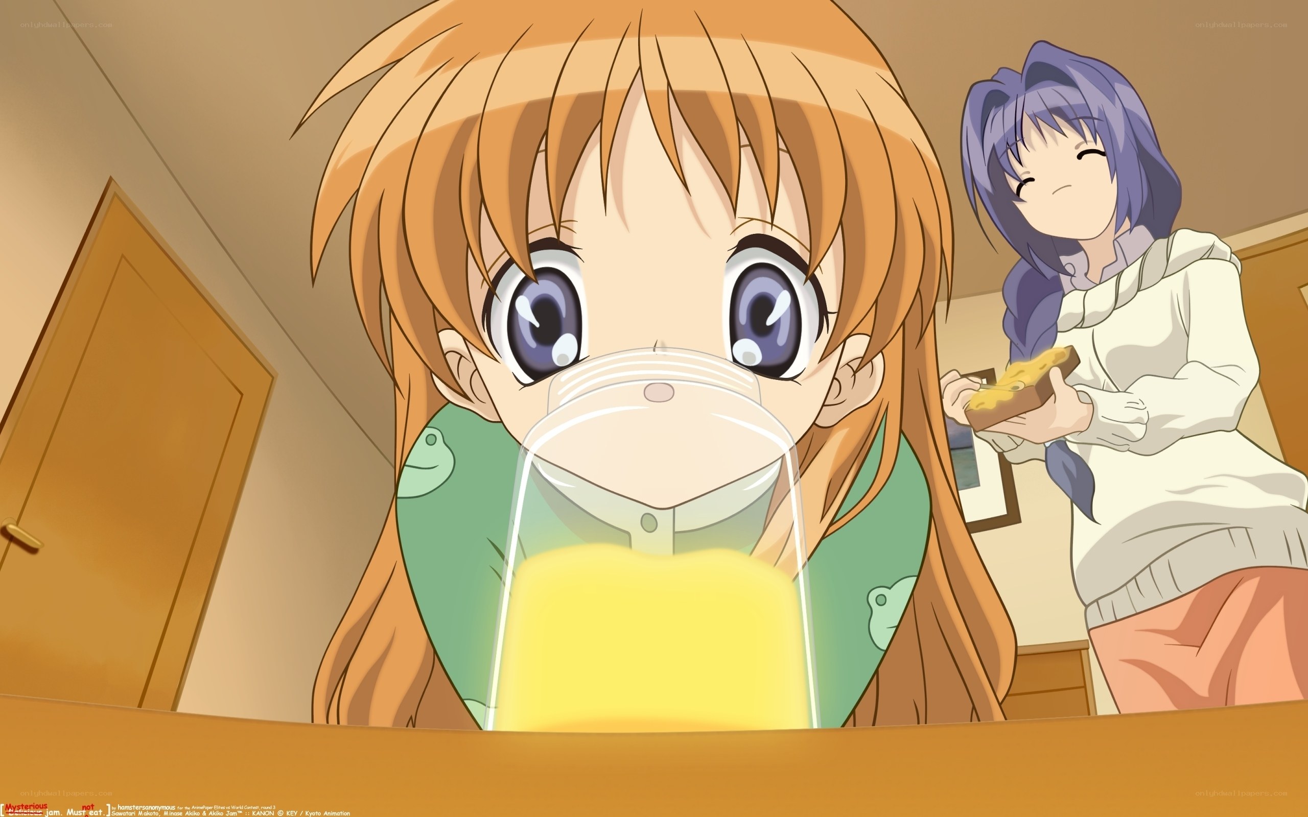 Anime girls eating breakfast