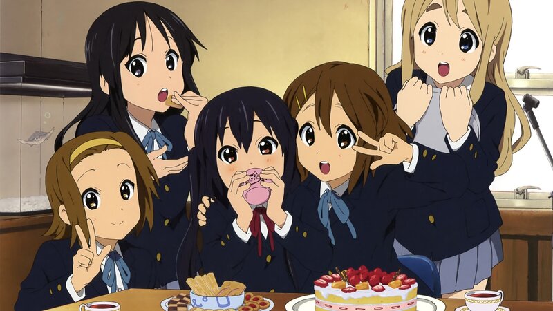 anime girls eating cake