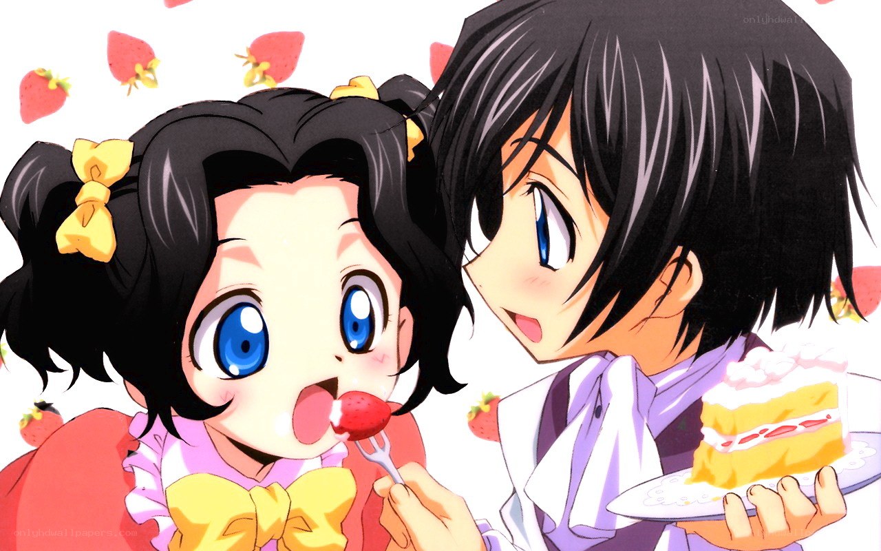 anime girls eating cake
