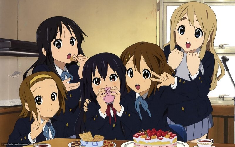 anime girls eating cake