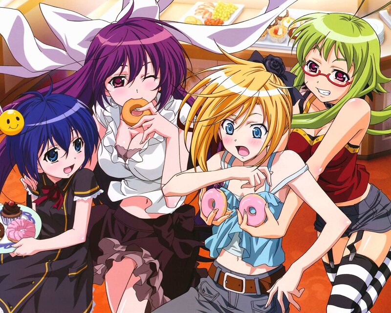 anime girls eating donuts