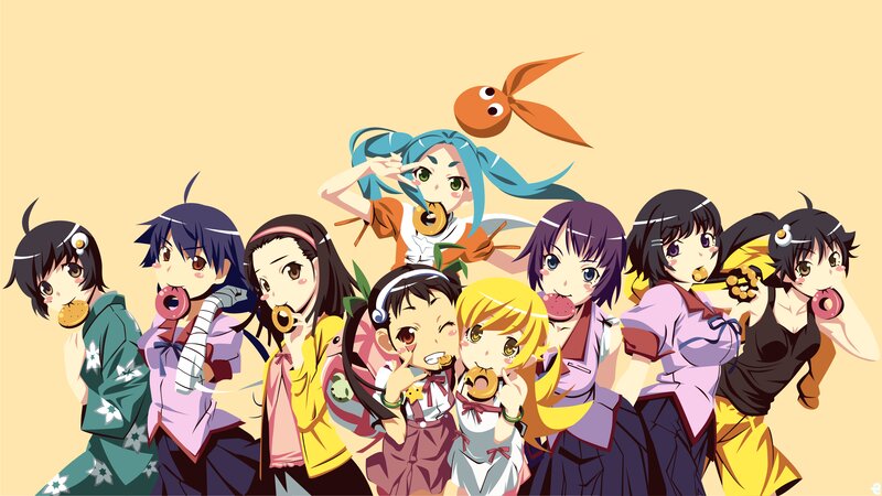 Anime Girls Eating Donuts — Yellow