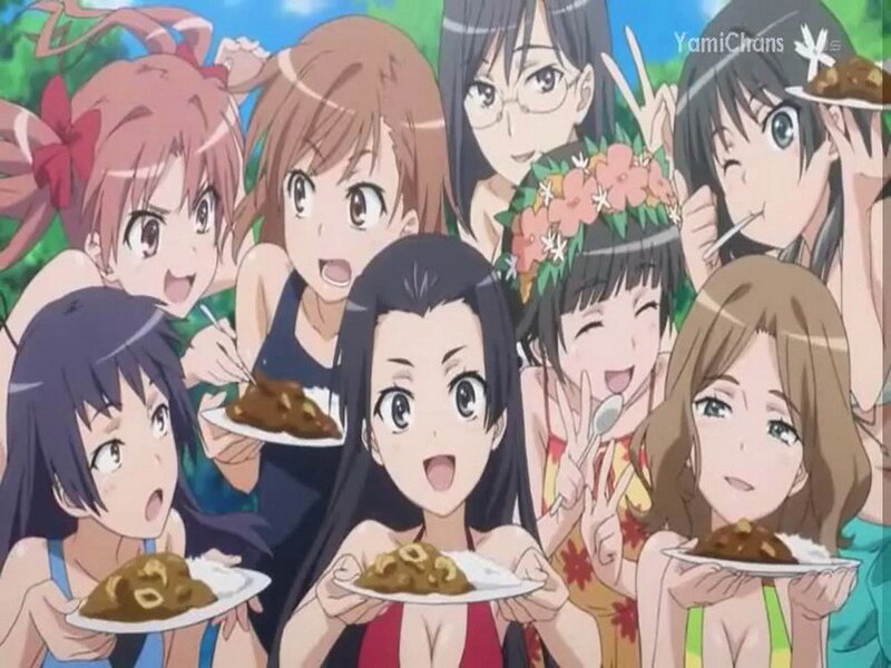 Anime Girls Eating Food — Blue