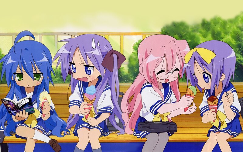 anime girls eating ice cream