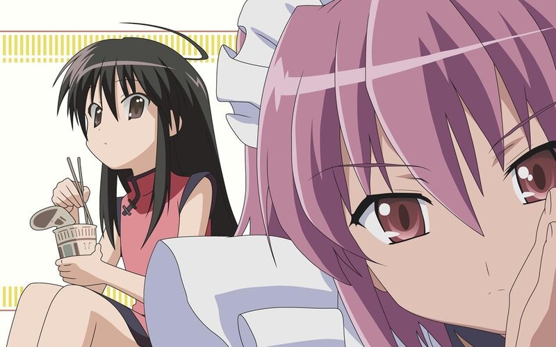 anime girls eating noodles