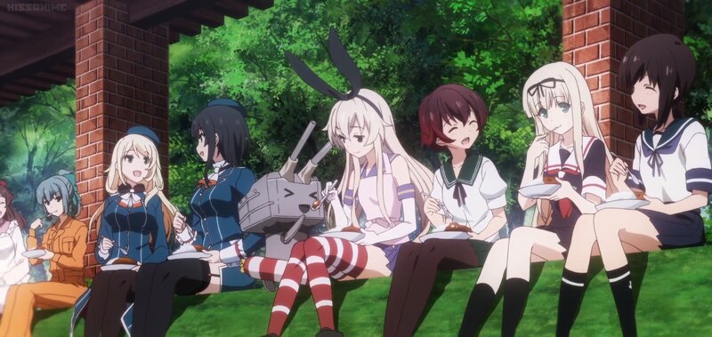 Anime Girls Eating Outdoors — Green
