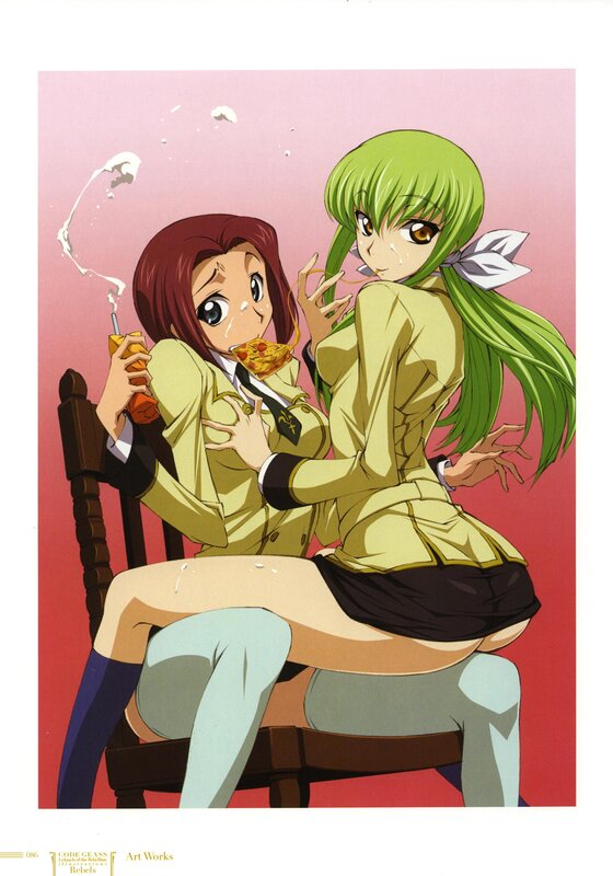 Anime girls eating pizza
