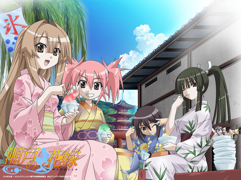 Anime girls eating shaved ice