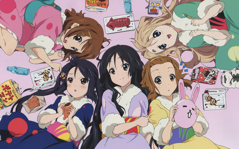 Anime Girls Eating Snacks — Pink