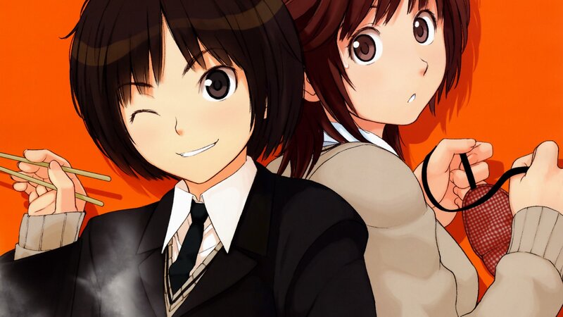 Anime girls eating together