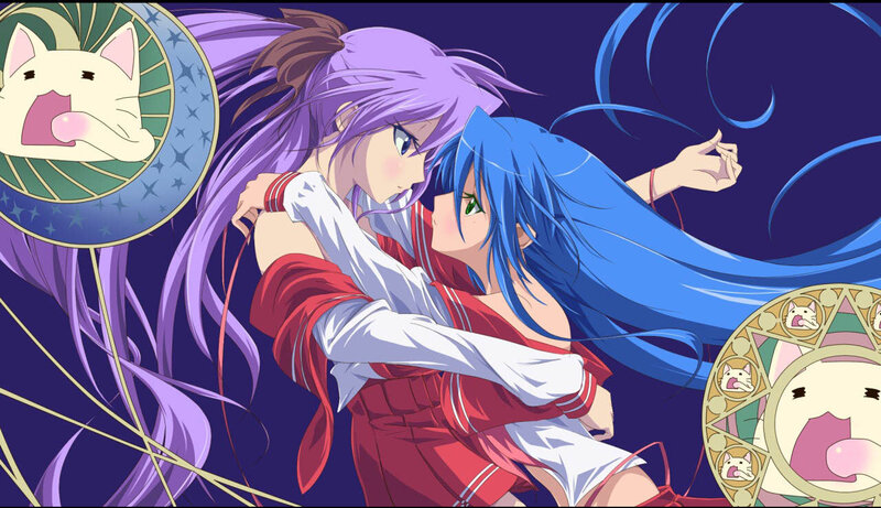 anime girls embracing