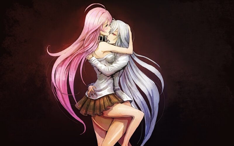 anime girls embracing