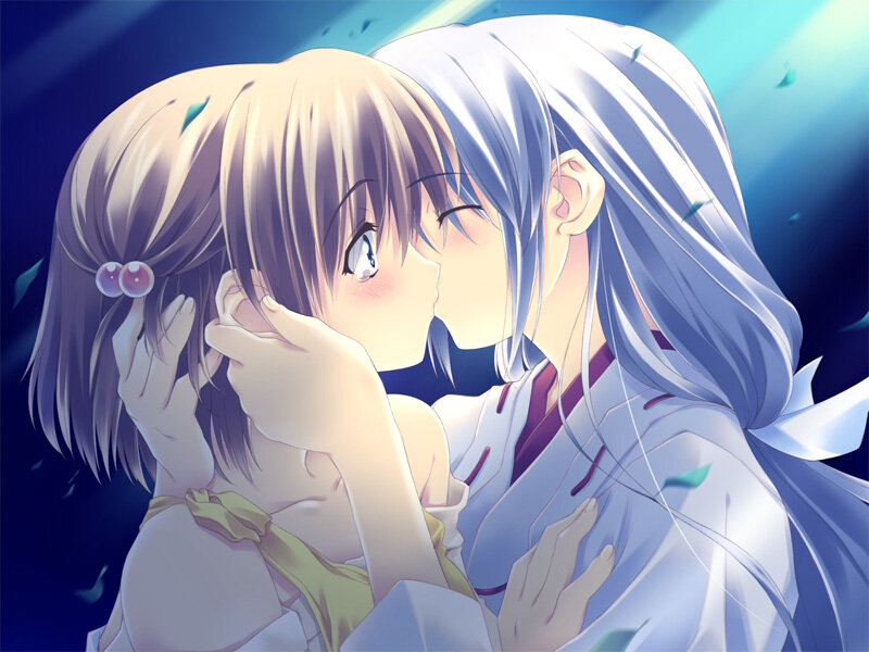 anime girls embracing
