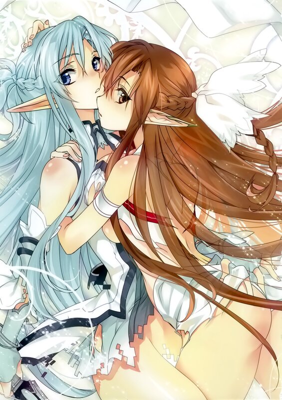 anime girls embracing