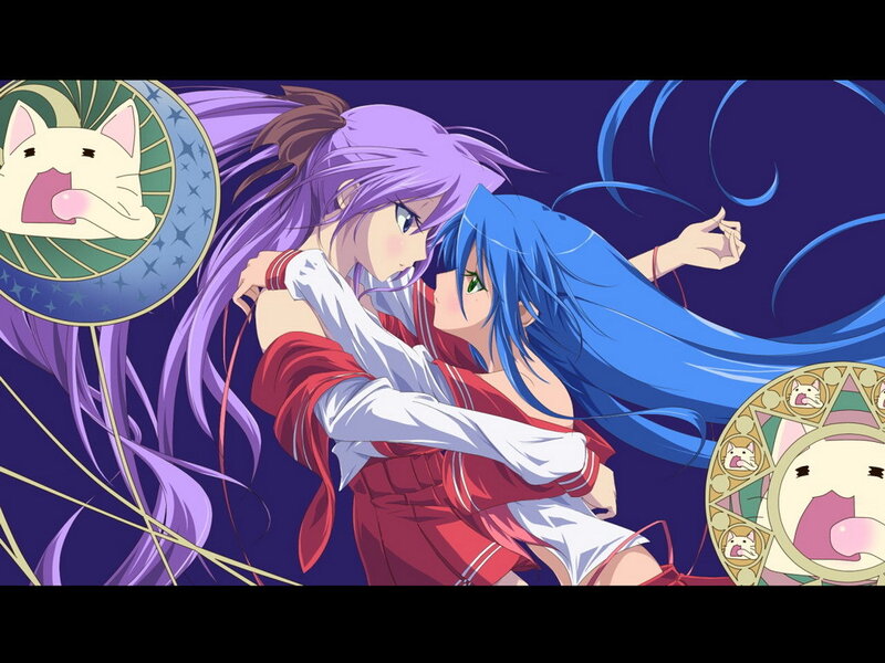 anime girls embracing