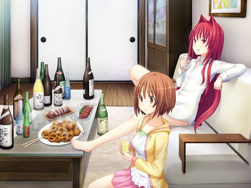 Anime girls enjoying a meal