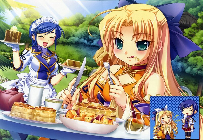 Anime girls enjoying a tea party
