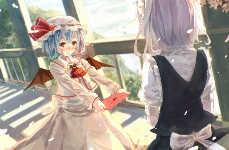 Anime girls exchanging a letter