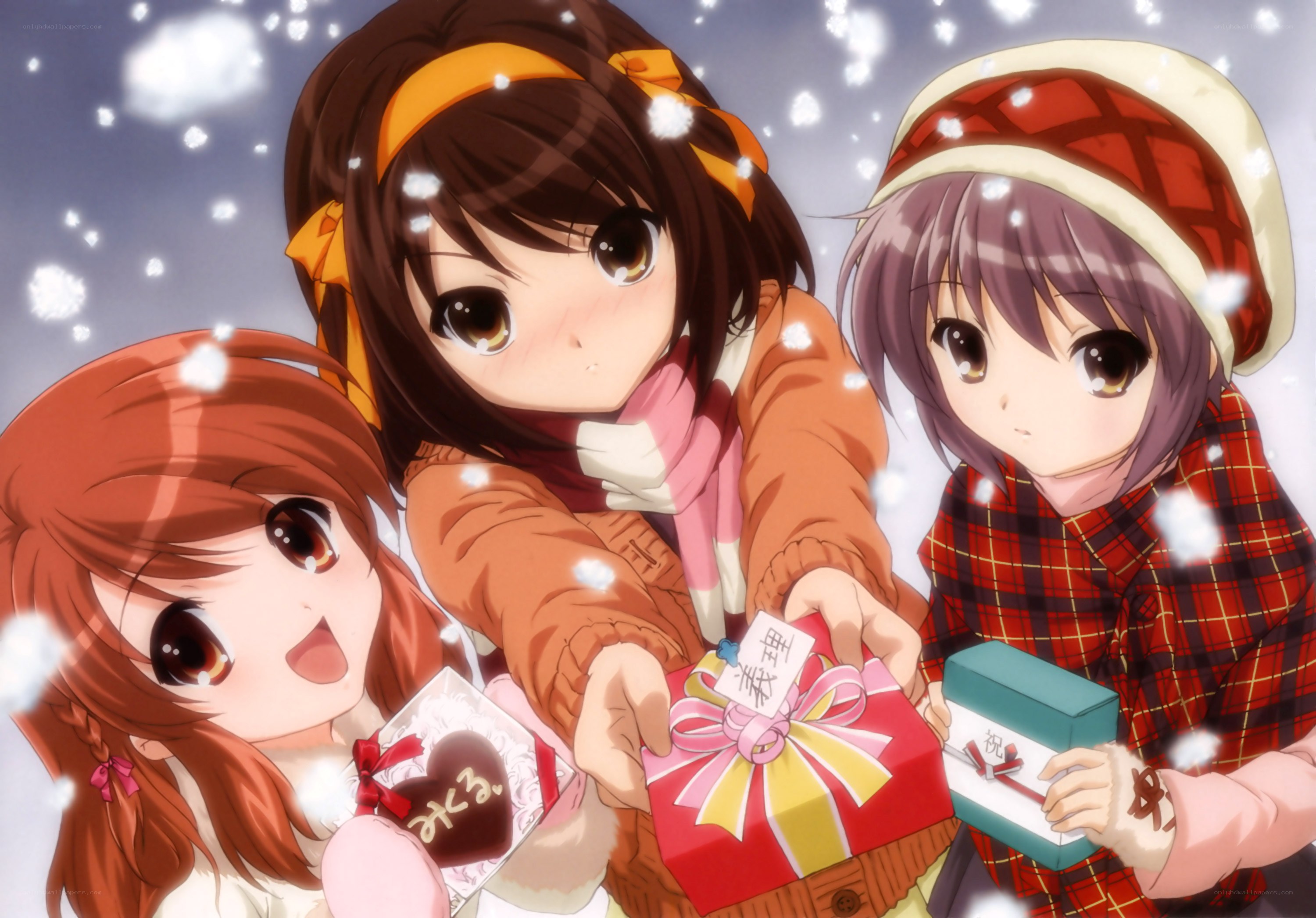 anime girls exchanging gifts