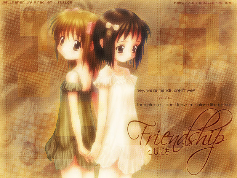 Anime girls friendship wallpaper