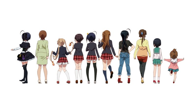 Anime Girls from Behind — White