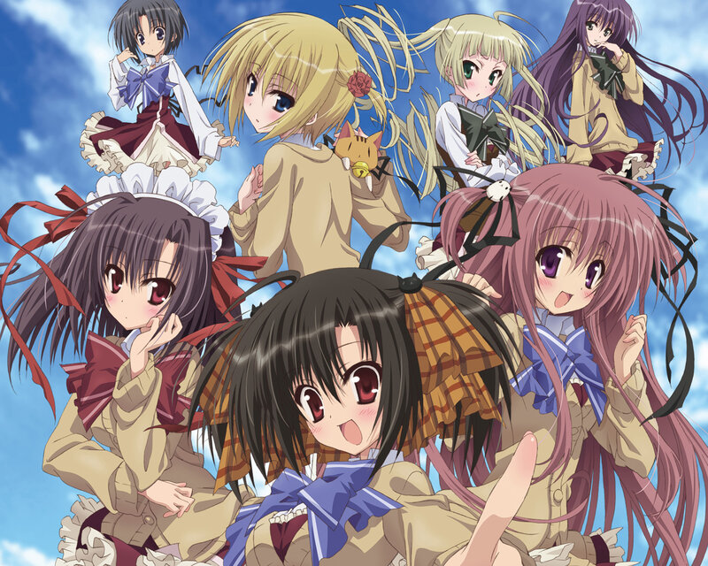 Anime Girls Group — Blue, Cheerful, Afternoon