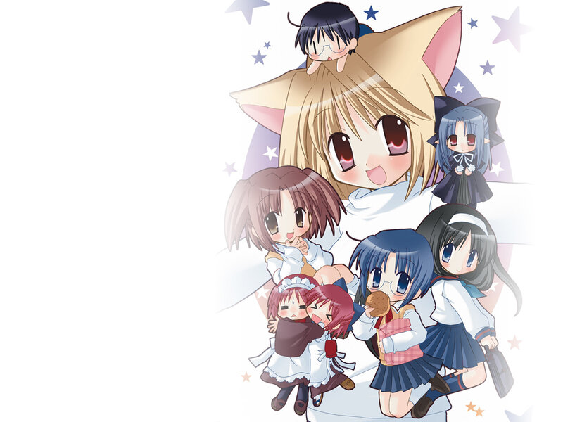 anime girls group illustration