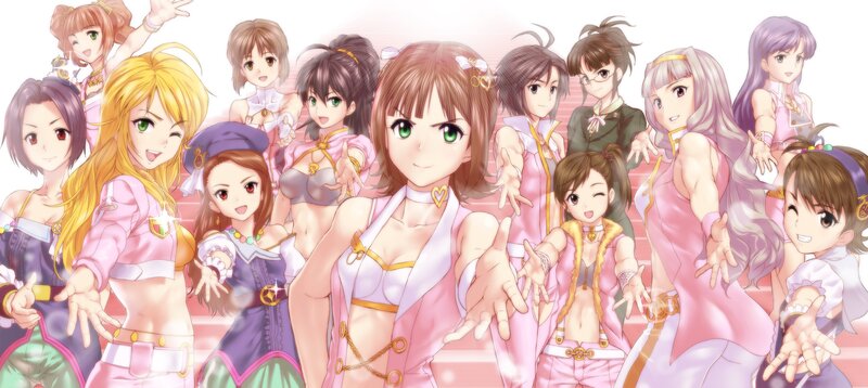 anime girls group illustration