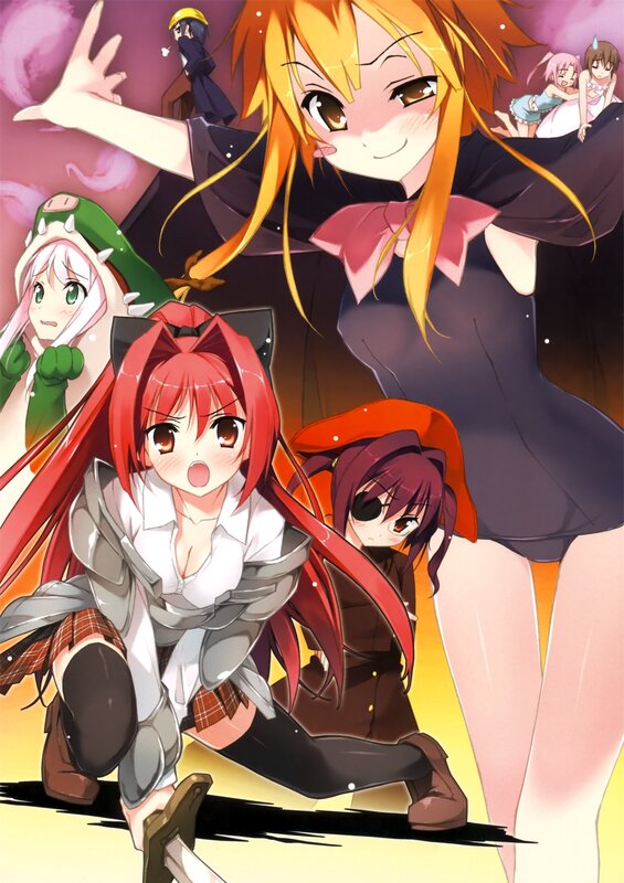 anime girls group illustration