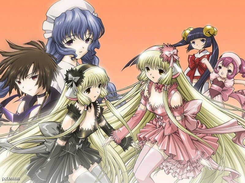 anime girls group illustration