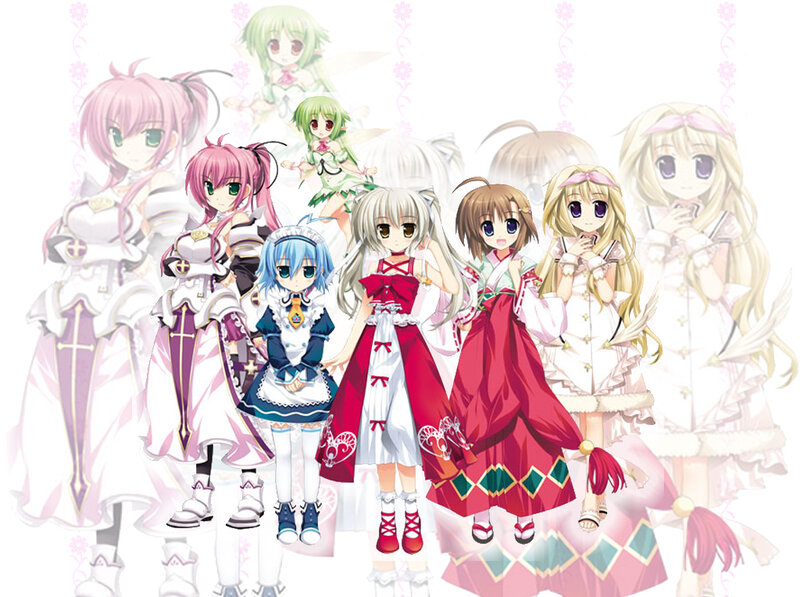 anime girls group illustration