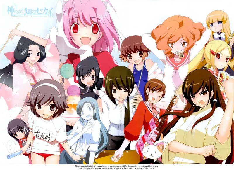 anime girls group illustration