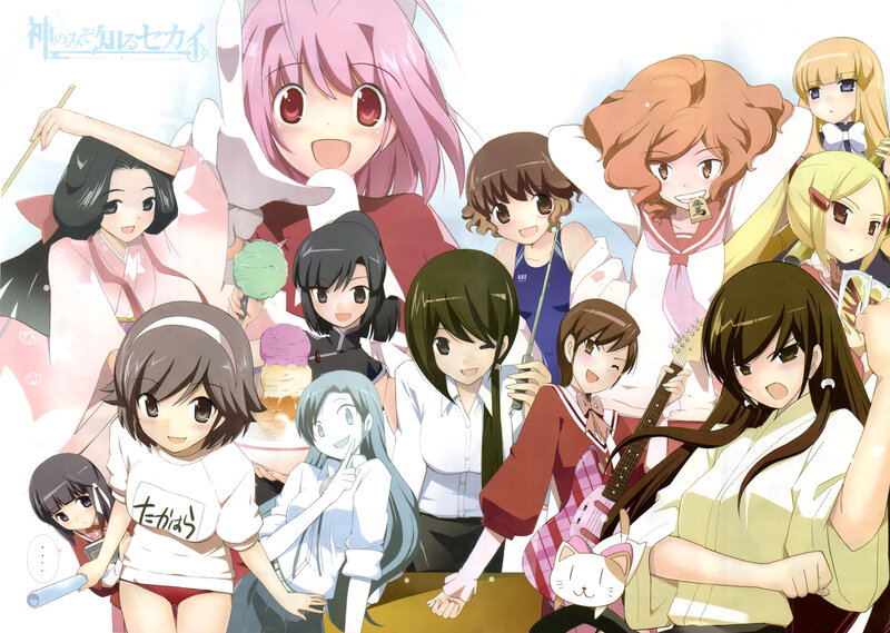 anime girls group illustration