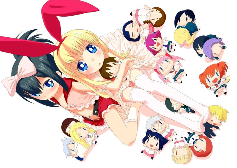 anime girls group illustration