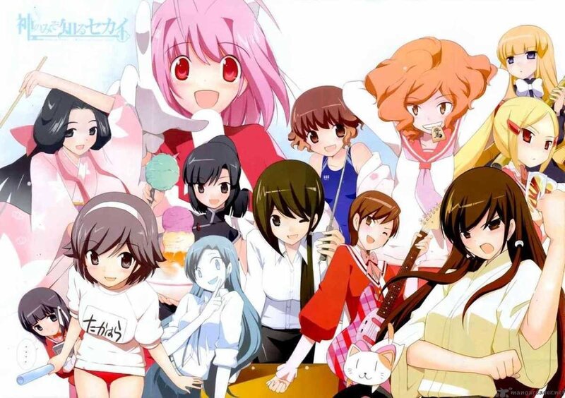 anime girls group illustration