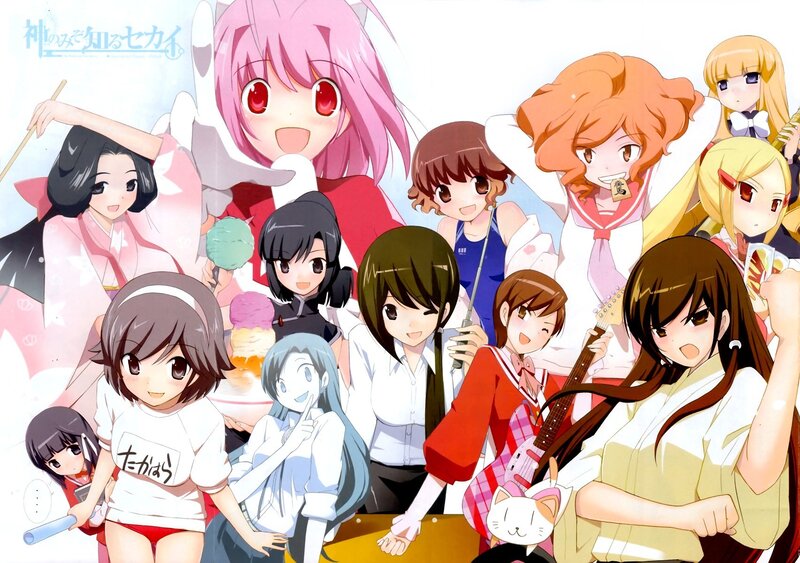 anime girls group illustration