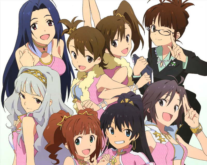 Anime Girls Group — Pink, Cheerful, School Uniforms
