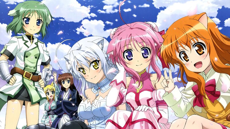 Anime Girls Group — Pink, Cheerful, Spring, Cat Ears